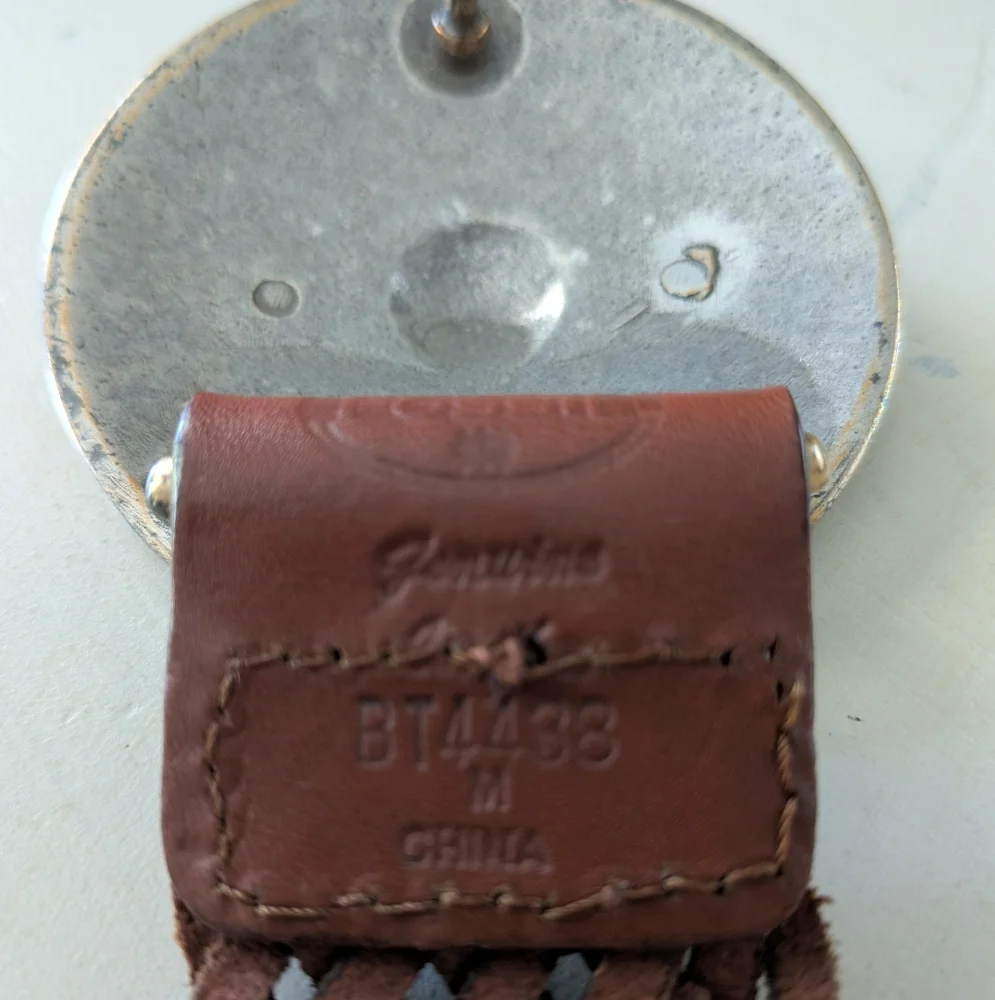 Fossil Braided Brown Leather Belt with Brass Buckle- SZ M